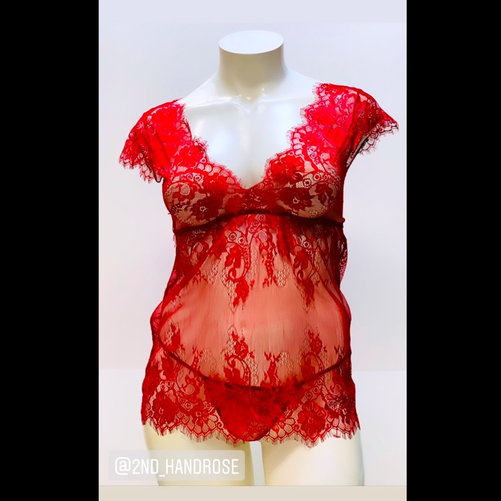 Wine red Lace Chemise